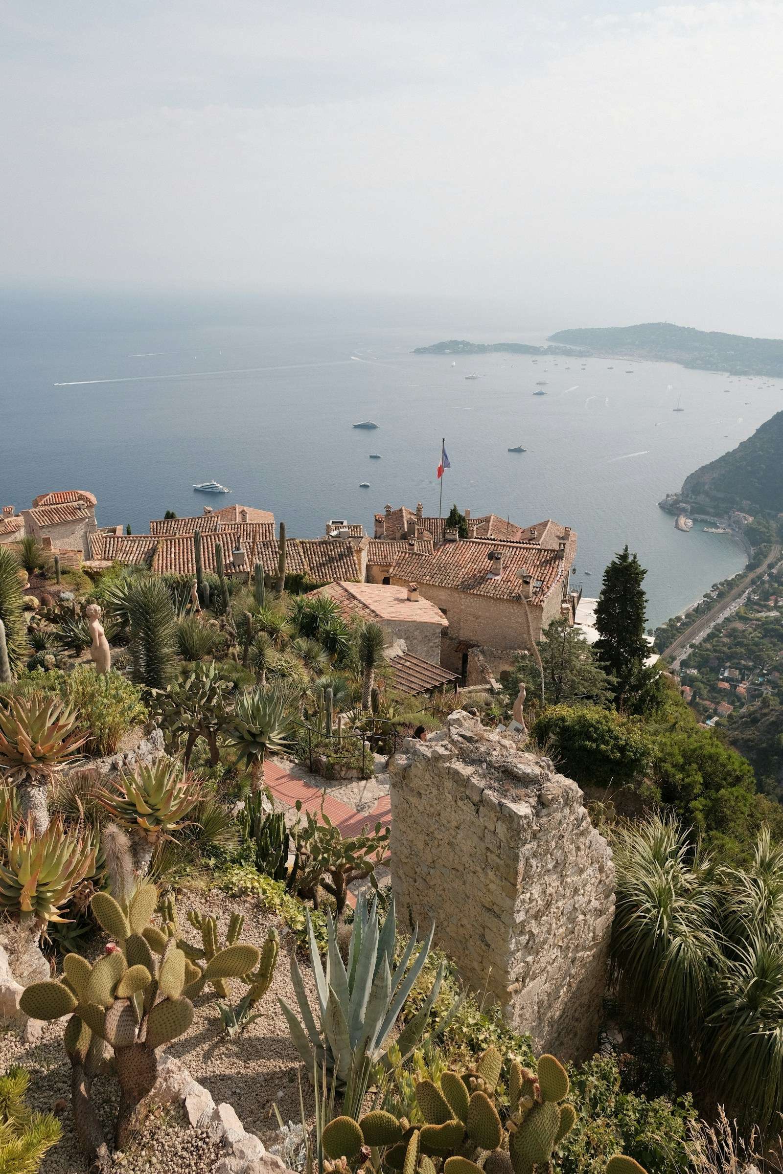 Èze village and the coast from the Jardin Exotique